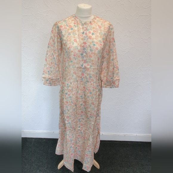 Ex Cath Kidston Dress Cotton Blend Seaside Shells, Tiered Prairie Size UK 10 - Picture 2 of 6